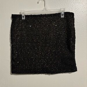Wet Seal Black Glitter Mini Skirt